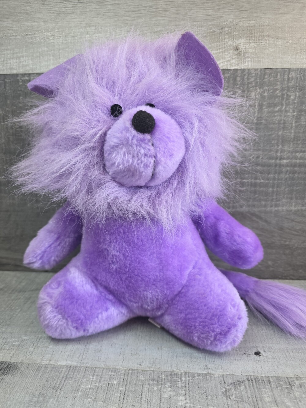 Vintage Acme Nanco Purple Lion Plush Stuffed Animal Felt Ears Eyes 10" g59